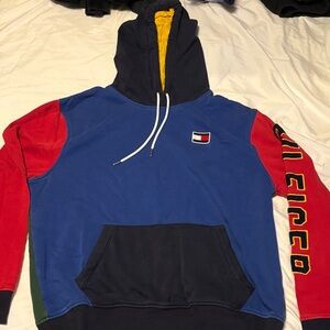 Tommy Hilfiger Blue and Red Hoodie